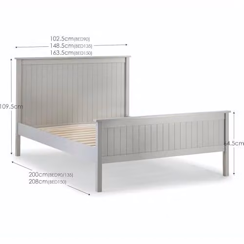 Julian Bowen Maine Solid Wood Bed Frame, Grey, W: 90 cm, D: 190 cm, H: 11 cm – 2