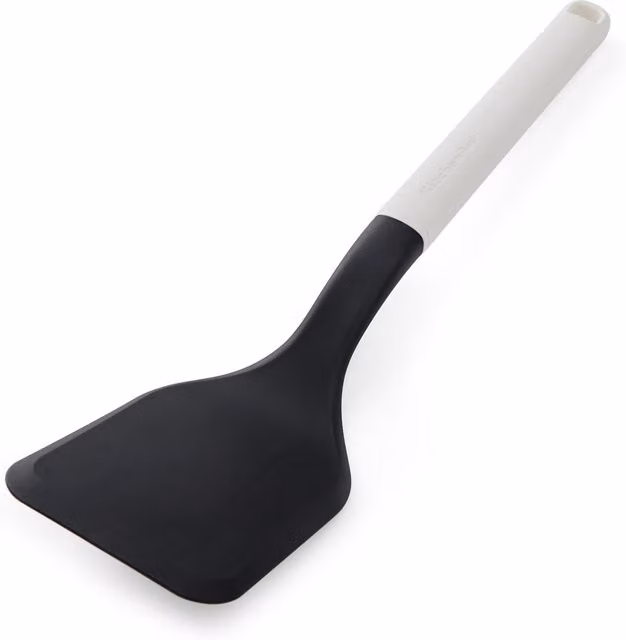 KitchenAid White Heat Resistant Nylon and Silicone Solid Turner with Hanging Loop and Non-Scratch Surface, Dishwasher Safe