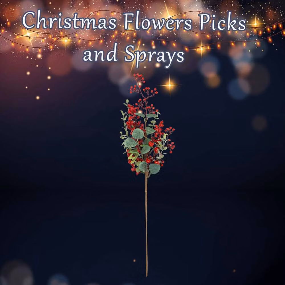 VFM e-Store Christmas Long Stem Berries and Leaves Decoration, Red and Green, H 67 cm x W 18 cm x D 18 cm – 2