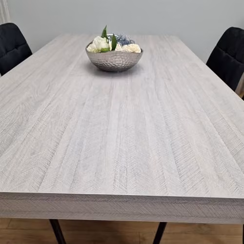 KOSY KOALA Modern Dining Table and 4 Chairs Set in Light Grey Wood Effect and Black, W/D/H: 117 x 77 x 75 cm – 3