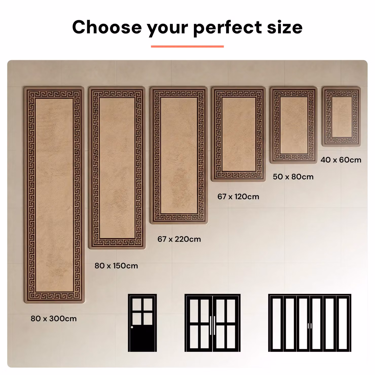 Smart Living Greekey Heavy Duty Non Slip Hallway and Kitchen Door Mat, Brown, W/D/H: 60 x 40 x 1 cm – 3