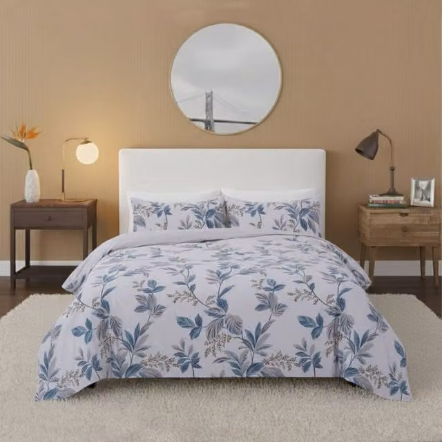 Snug City Botanical Complete Microfibre Bedding Set with Duvet Cover, Pillowcase and Fitted Sheet, Multicolour Floral Design, Double Size (140 x 200 cm)