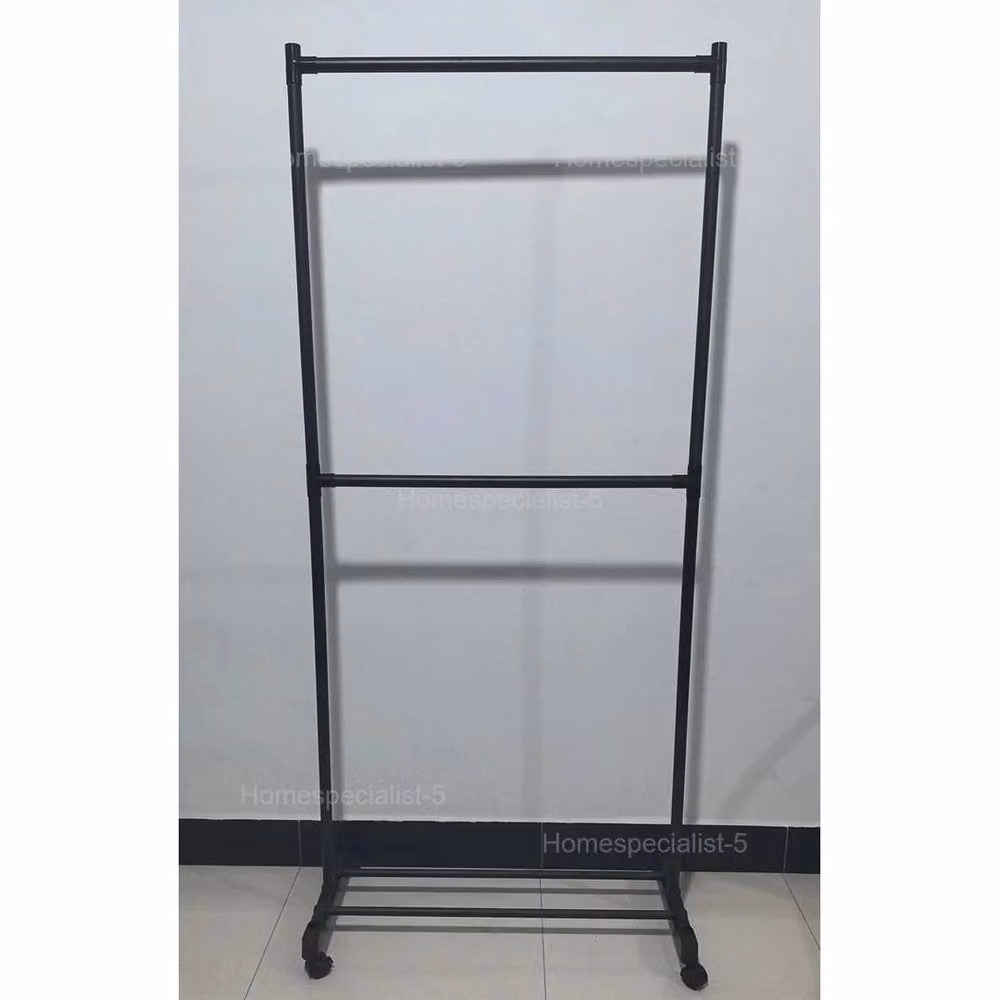 PAWNORA Small 2 Tier Clothes Rack and Shoe Storage Shelf in Matt Black – 2