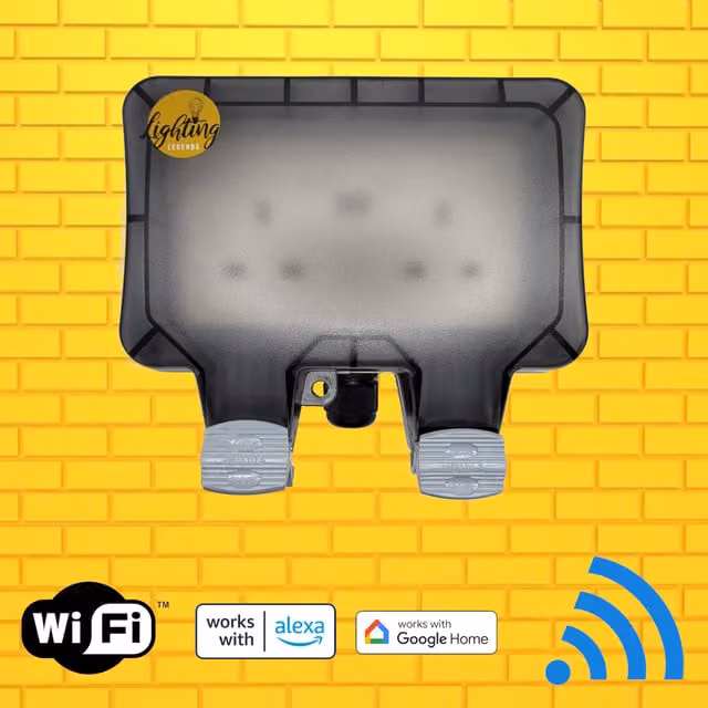 Lighting Legends Smart WiFi Waterproof Outdoor Double UK Plug Socket with USB, Grey or Black