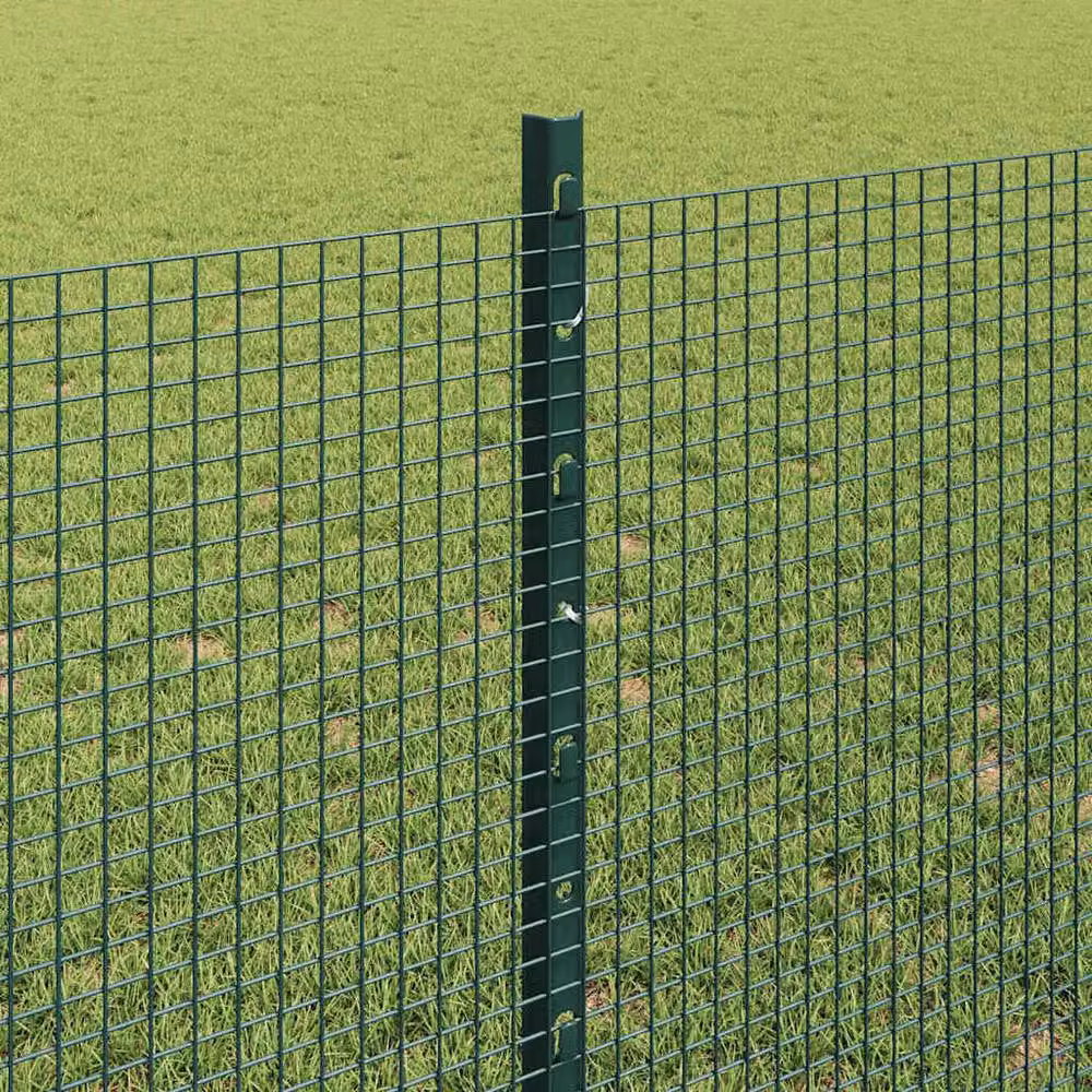 Berkfield Home Green Steel Full Welded Wire Fence with 5 U-Profile Posts, W: 10 m, H: 0.8 m – 3
