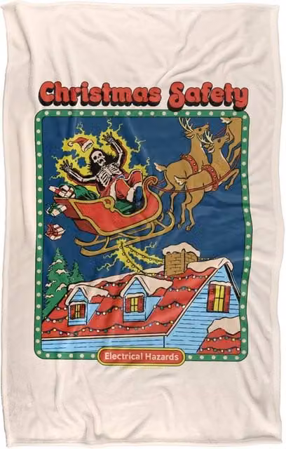 Steven Rhodes Christmas Safety Super Soft Fleece Throw Blanket, Multicolour, W/D/H: 152 x 127 x 1 cm
