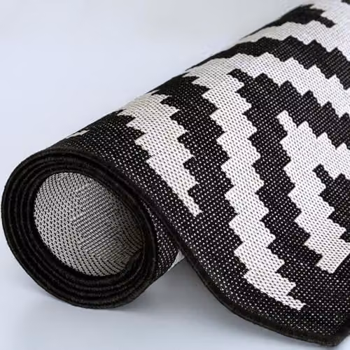 THE RUGS Diamond Geometric Outdoor and Indoor Area Rug, Black, W: 240 cm, D: 340 cm – 9