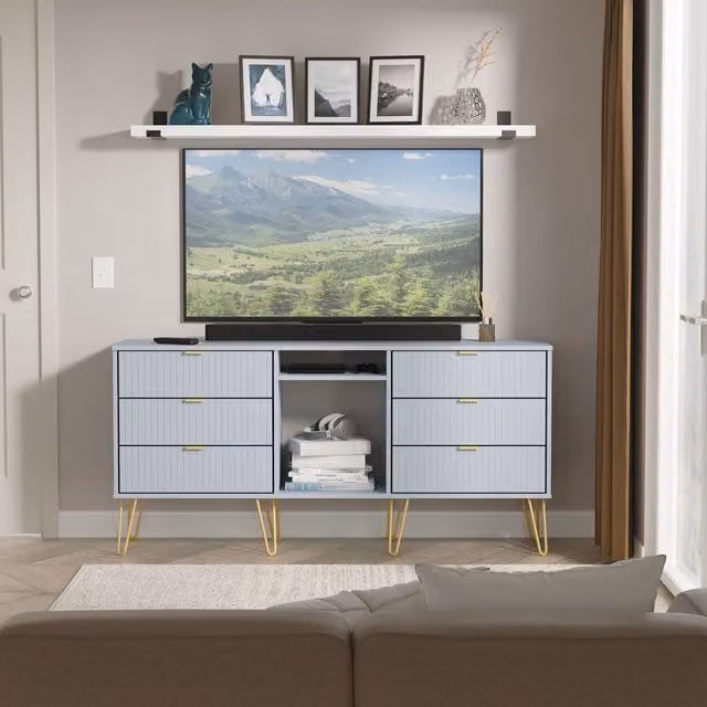 2 U Bexley Ready Assembled 6 Drawer Sideboard in Light Blue – 1