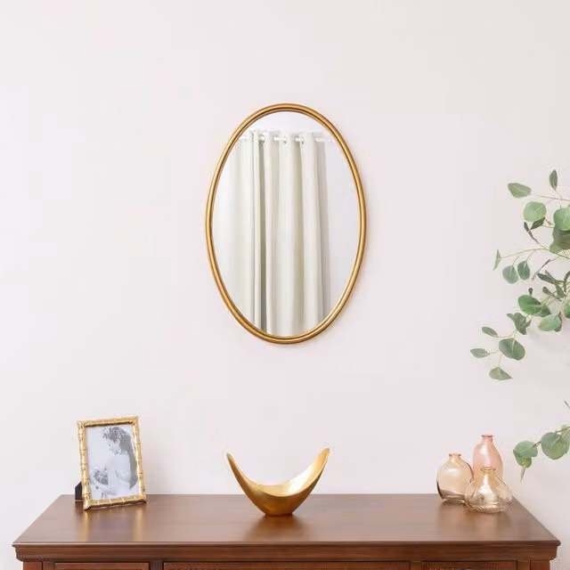 Melody Maison Gold Oval Metal Framed Vintage Wall Mirror W: 60 cm, H: 40 cm