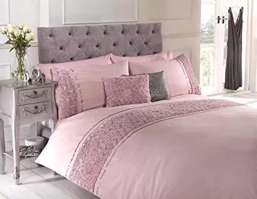 Rapport Home Limoges Polycotton Floral Duvet Cover and Pillowcase Set in Pink, 200 x 200 cm