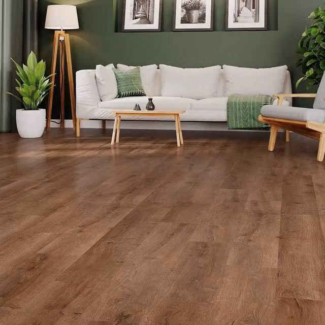 FloorLabs Brown Wood Look Plank Laminate Flooring with Click System