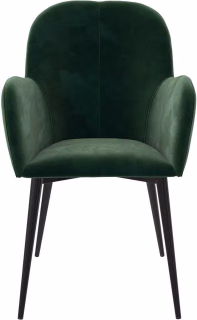 Fitz Vintage Velvet Accent Dining Chair with Armrests in Green
