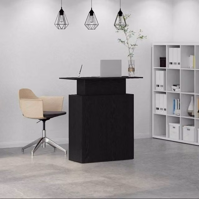 Berkfield Home Black Modern Reception Desk in Engineered Wood, W: 100 cm, D: 40 cm, H: 104 cm – 1