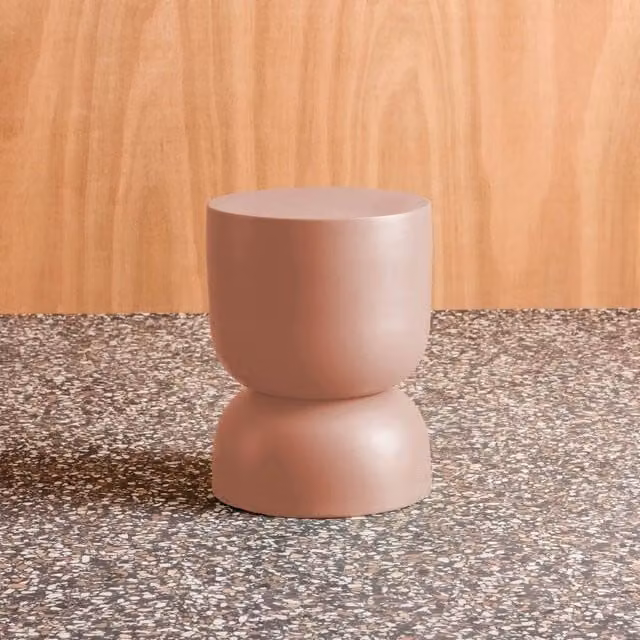 sweeek Metal Side Table in Beige, Diameter: 32 cm, Height: 42 cm