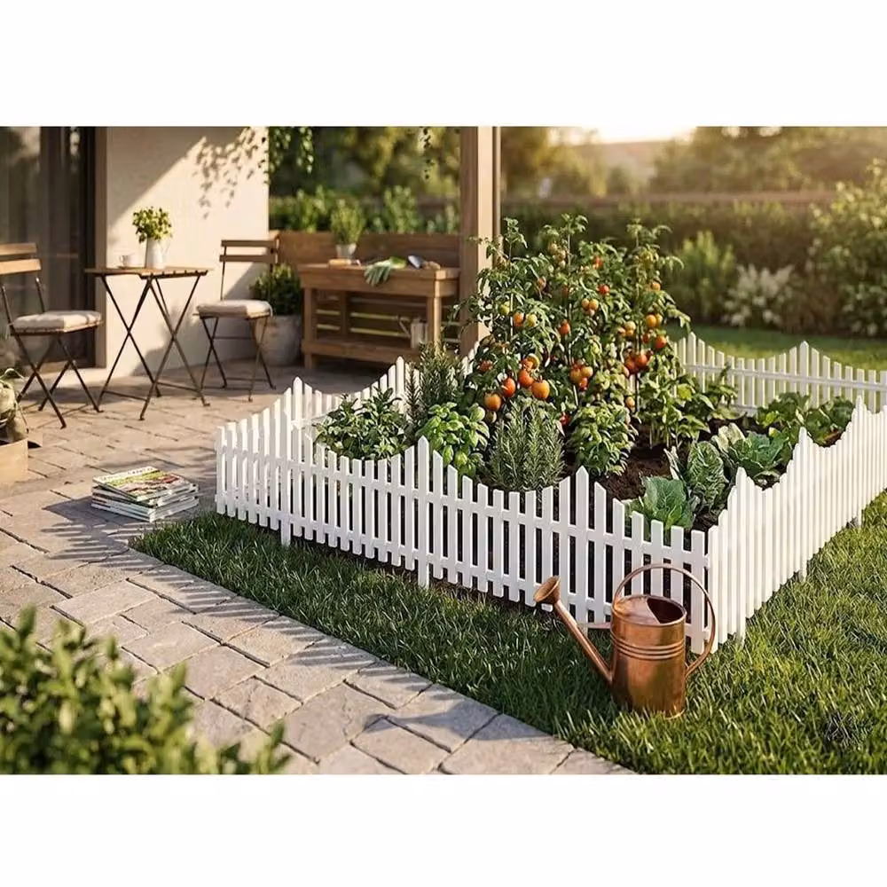 EONLION White Wood Lawn Border Fence, 10 Pieces, Height: 100 cm – 5