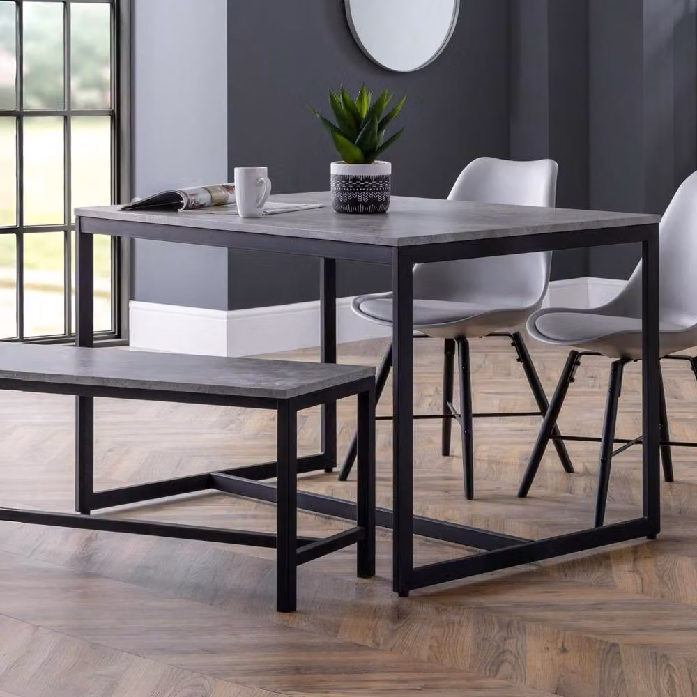 Cheshire Premium Stonegate Rectangular Concrete Dining Table in Grey, Black and Multicolour, W/D/H: 120 x 120 x 75 cm – 2