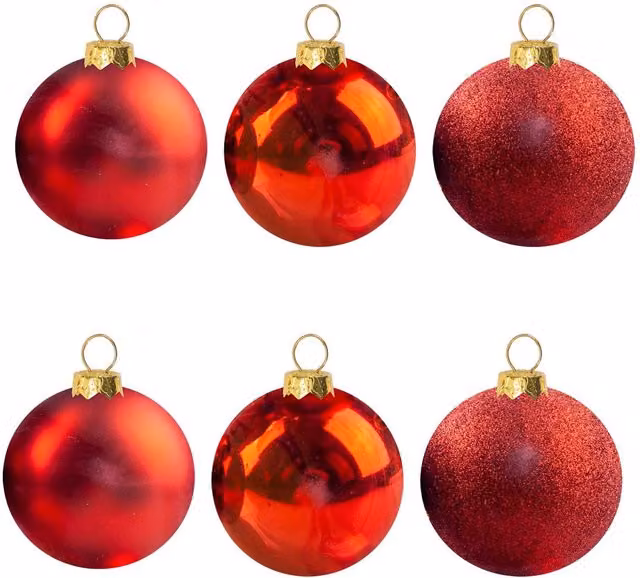 VFM e-Store Red Round Christmas Bauble Hanging Tree Ornaments, Pack of 6, Diameter: 6 cm