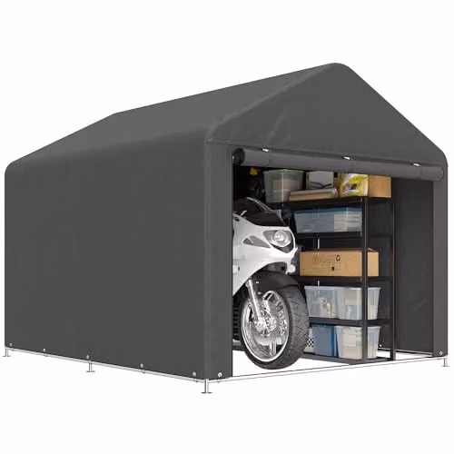 Outsunny Waterproof Garden Storage Shed in Dark Grey with Single Door and Gable Roof – 1