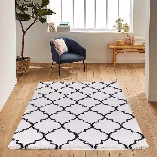 Desire Rugs Moroccan Berber Shaggy Boho Rectangular Rug in Beige, Yellow and White, W: 160 cm, D: 230 cm
