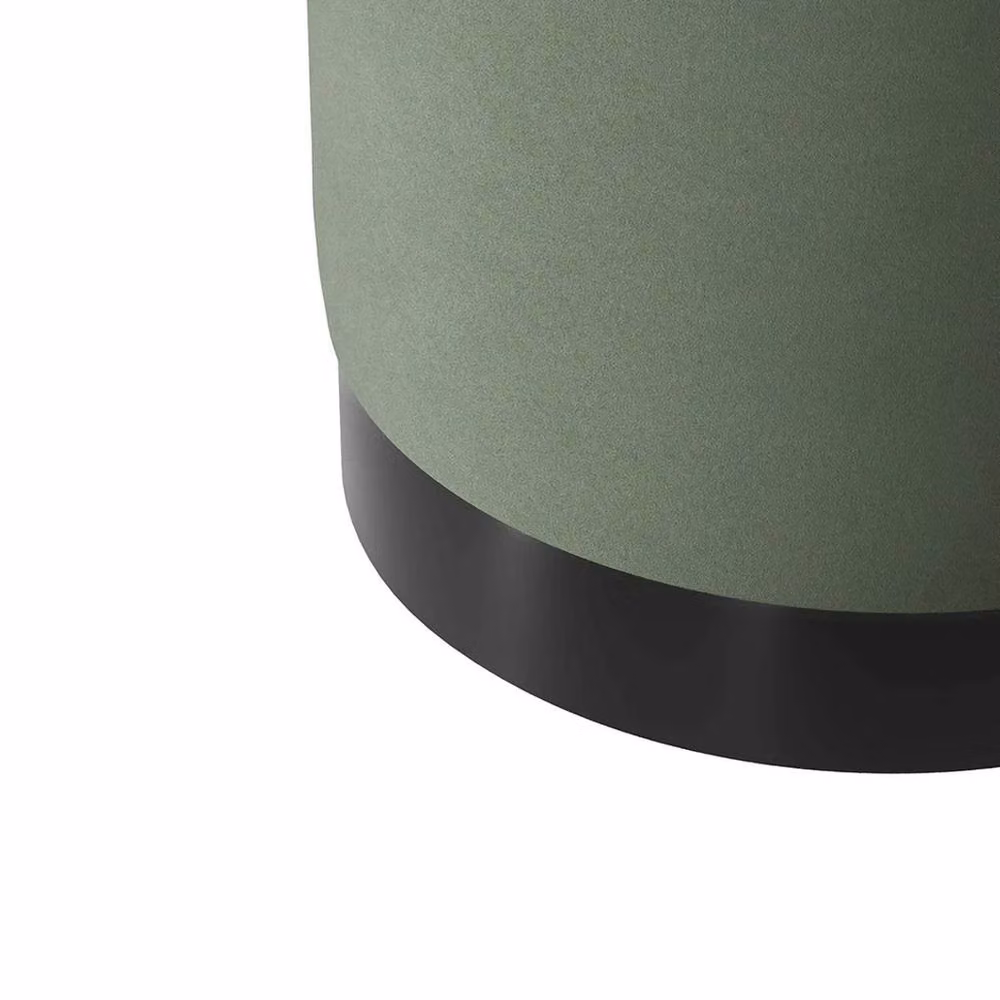 FORGEVIO Green Velvet Cylindrical Pouffe with Matte Black Base – 2