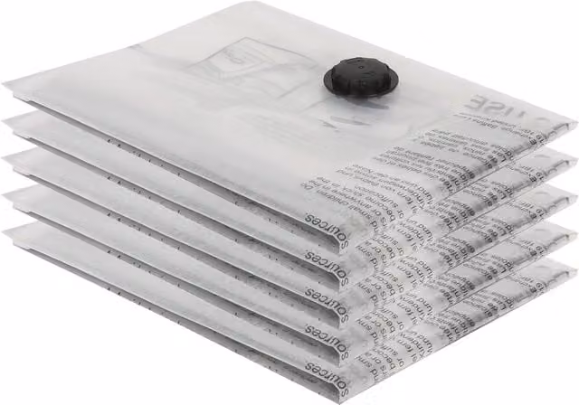 Harbour Housewares White Transparent Plastic Vacuum Storage Bags for Adults, Pack of 5, Large