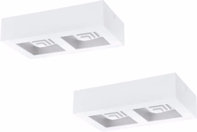 Loops 2 Pack Modern White LED Wall and Ceiling Box Lamps, W/D/H: 255 x 140 x 140 mm