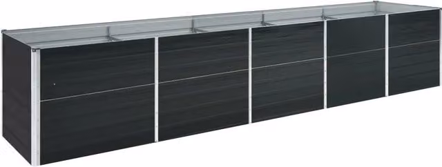 Berkfield Home Garden Galvanised Steel Raised Bed in Anthracite Black, W/D/H: 400 x 80 x 77 cm – 1