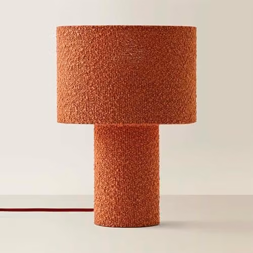 ValueLights Ash Rust Boucle Fabric Table Lamp in Burnt Orange – 1