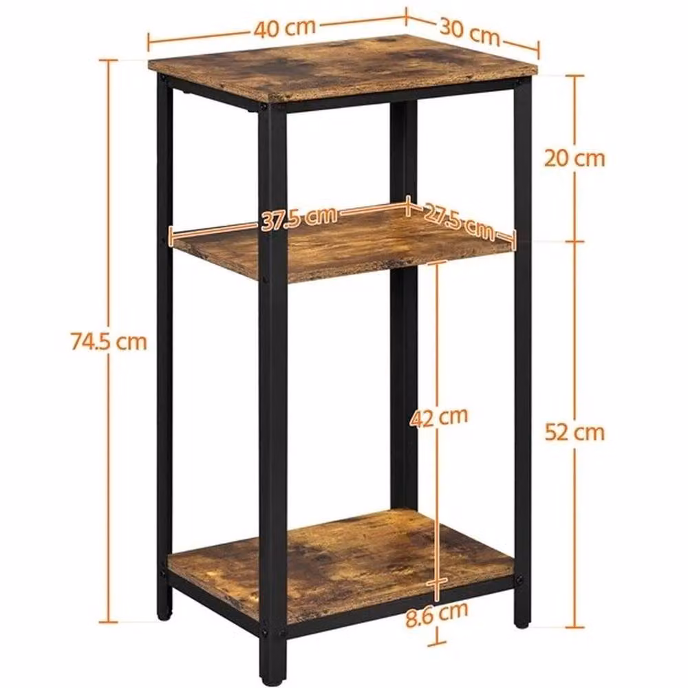 FORGEVIO Rustic Black Wood Side Table and Bedside Table – 2