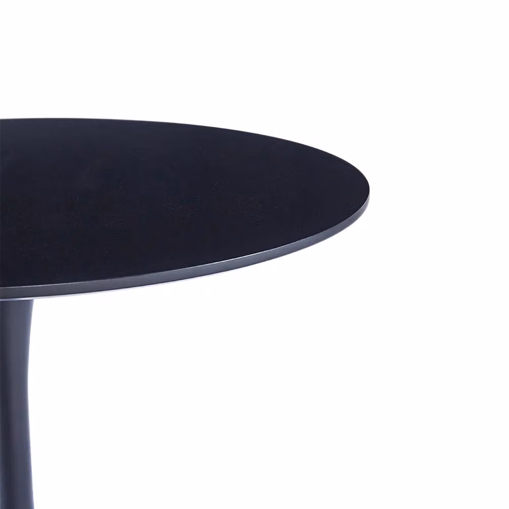 Living and Home Modern Round Dining Table with MDF Top and Metal Base in Black, H 73 cm x W 90 cm – 4