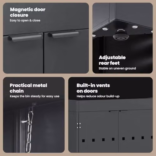 vidaXL Wheelie Bin Storage for 3 Bins, Anthracite, W/D/H: 204 x 77.5 x 121.5 cm – 4