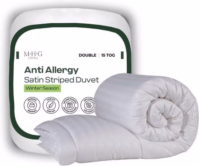 MHG Living Anti-Allergy 15 Tog Winter Duvet in White with Breathable Hollow Fibre Filling
