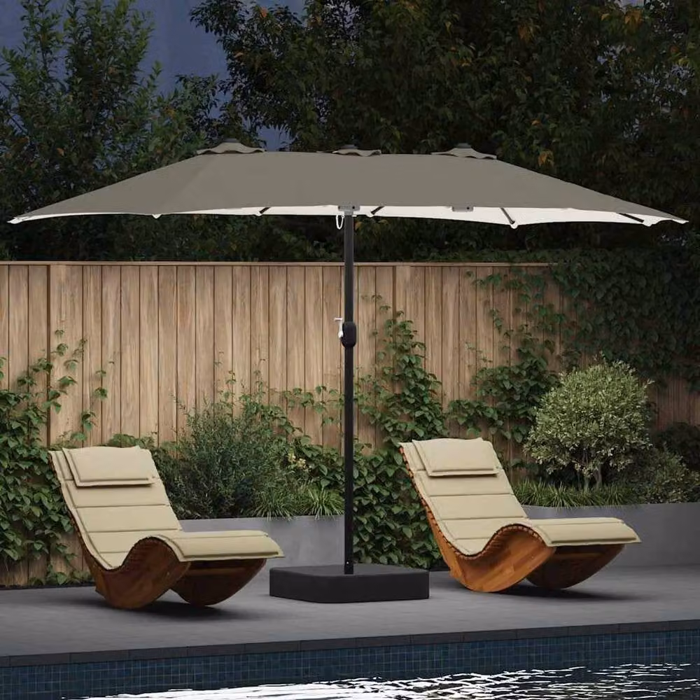 Berkfield Home Folding Garden Parasol in Sand, W/D/H: 385 x 209 x 244 cm – 2