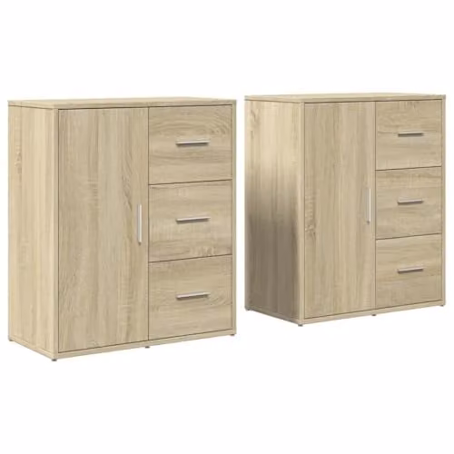 vidaXL Set of 2 Modern Sideboards in Sonoma Oak Brown, W/D/H: 60 x 31 x 70 cm