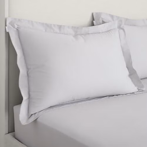 Bianca 200 Thread Count Cotton Percale Oxford Pillowcases, Grey, Pack of 2