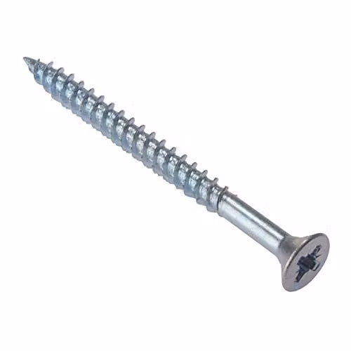 Forgefix Silver Pozidriv Chipboard Self-Countersinking Screws, Box of 100