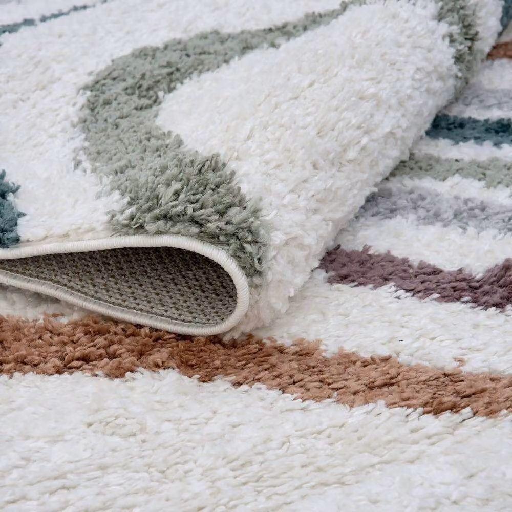 THE RUGS Moodi Wavy Design Shaggy Soft High Pile Multicolour Living Room Rug, W: 160 cm, L: 230 cm – 2