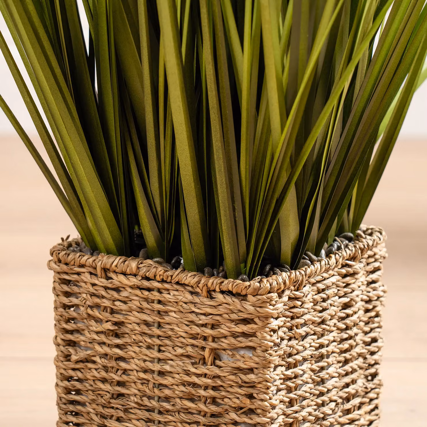 Scottish Everlastings Ltd Green Grass in a Seagrass Square Pot, Height: 85 cm – 3