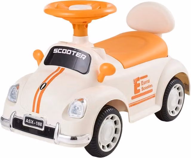 Kidkid Toddler Ride-On Car with Storage and Light and Sound Effects in Warm Beige