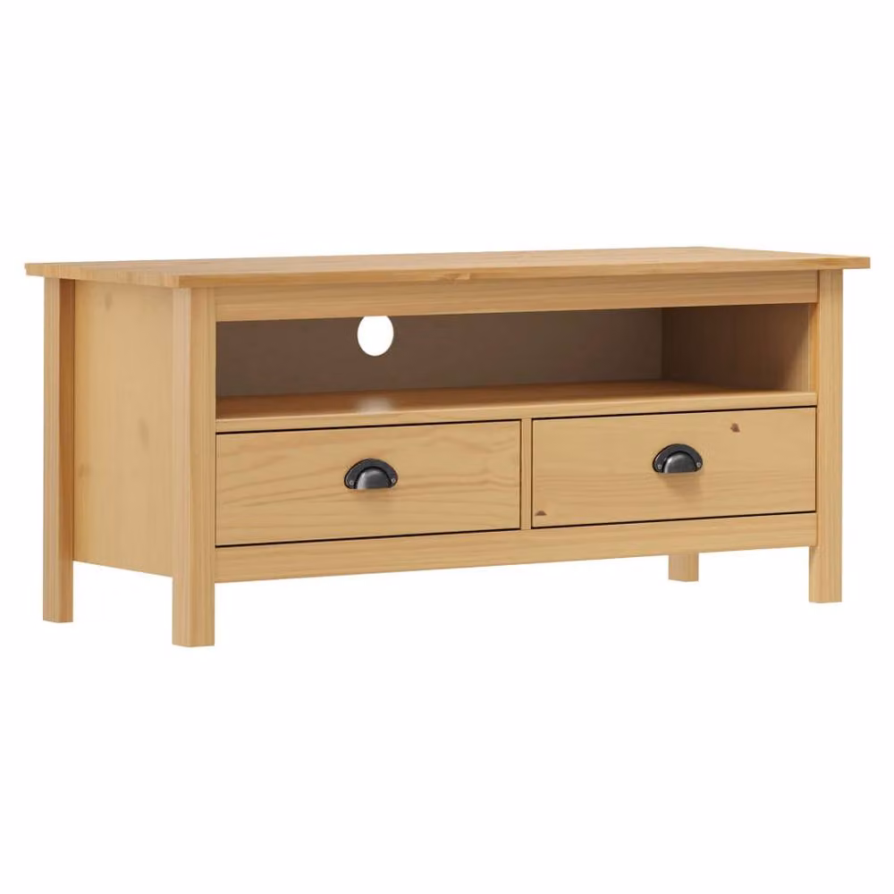 Berkfield Home Hill TV Cabinet in Honey Brown Solid Pine Wood, W/D/H: 110 x 40 x 47 cm – 2