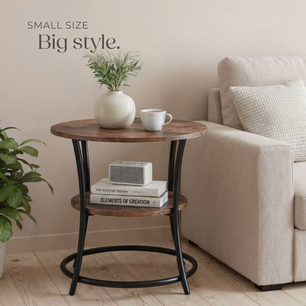 tectake Saint Louis Bedside Table in Dark Brown and Black – 7