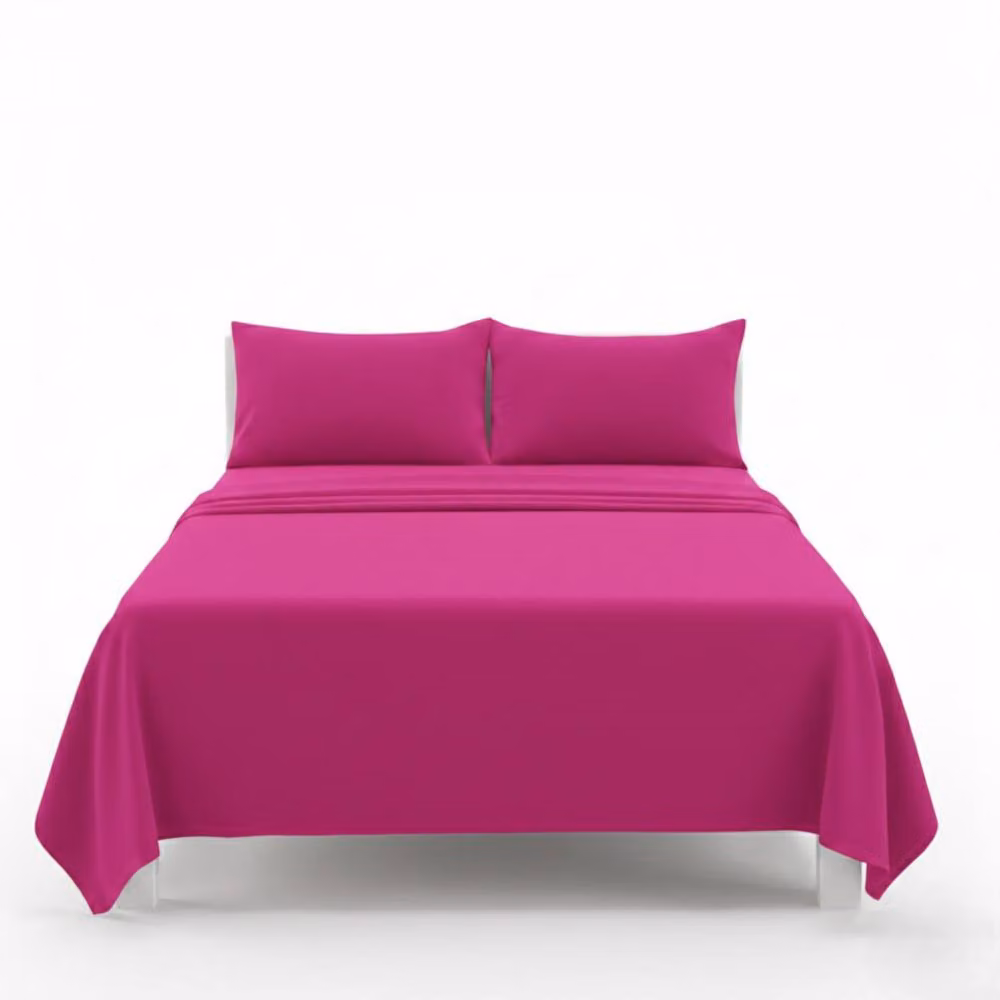 Snug City Easy Care Polycotton Flat Bed Sheet in Pink, Double, W: 140 cm x L: 200 cm – 2