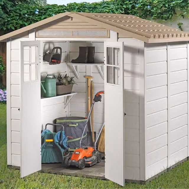Shire Tuscany Evo 200 Double Door Plastic Garden Storage in White