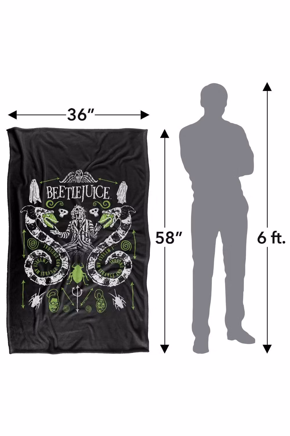 LOGOVISION Beetlejuice 1988 Double Worms Super Soft Fleece Throw Blanket, Multicolour, W: 91.44 cm, H: 91.44 cm – 8