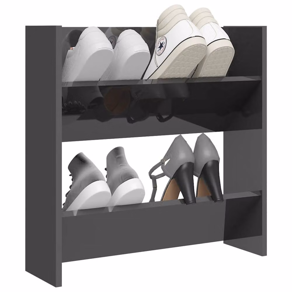 Berkfield Home Wall Mounted High Gloss Grey Shoe Cabinet W/D/H: 60 x 18 x 60 cm – 3