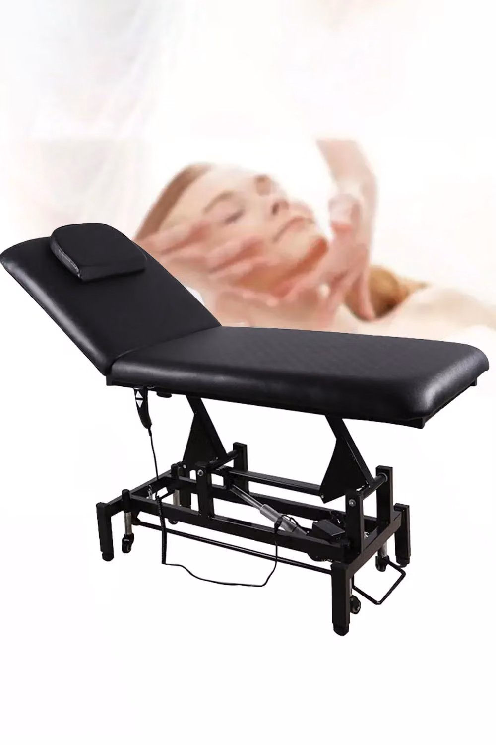 SHEONLY Electric Adjustable Reclining Tattoo Chair, Portable Black Salon Spa Bed – 3