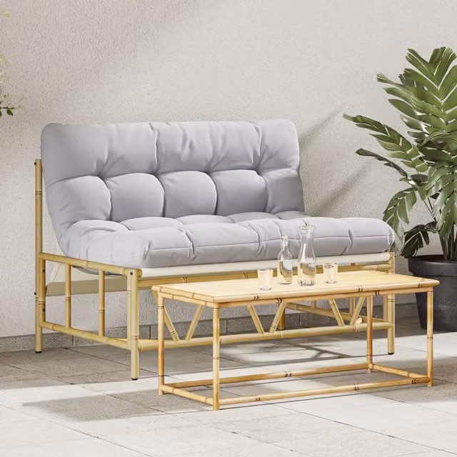 Berkfield Home Modern Garden Bench with Cushion in Grey, W/D/H: 110 x 80 x 71 cm
