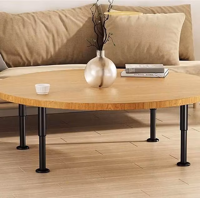 Livingandhome Set of 4 Adjustable Metal Furniture Legs in Black Lacquer, Height: 25 - 42 cm