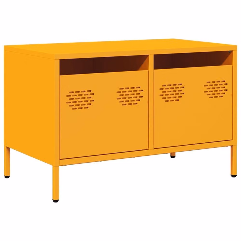Berkfield Home TV Cabinet in Mustard Yellow, Cold-rolled Steel, W: 68 cm, D: 39 cm, H: 43.5 cm – 3