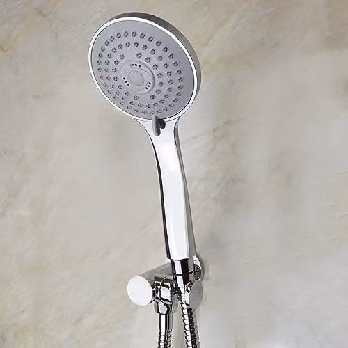 Nes Home Chrome Round Wall Outlet Elbow with 3 Mode Handheld Shower Handset and 1.5m Hose in Silver